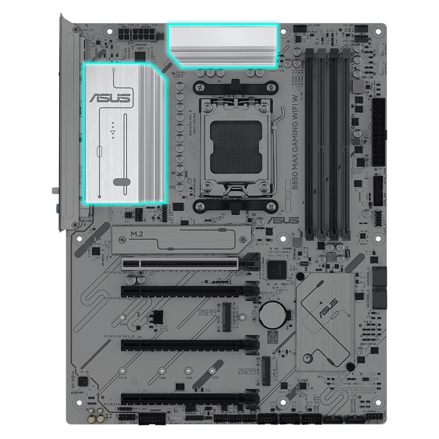 ASUS B850 MAX GAMING WIFI W - AMD AM5 ATX Motherboard, White PCB